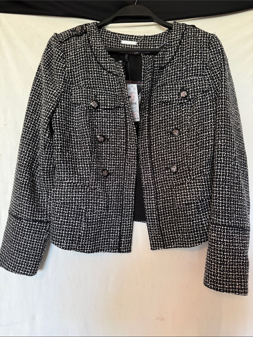 White House Black Market Black & White Tweed Blazer
